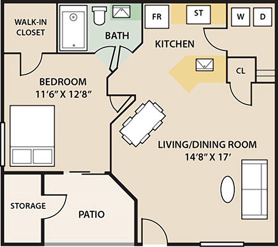 The Wedgewood The Glades 1 Bedroom 1 Bath